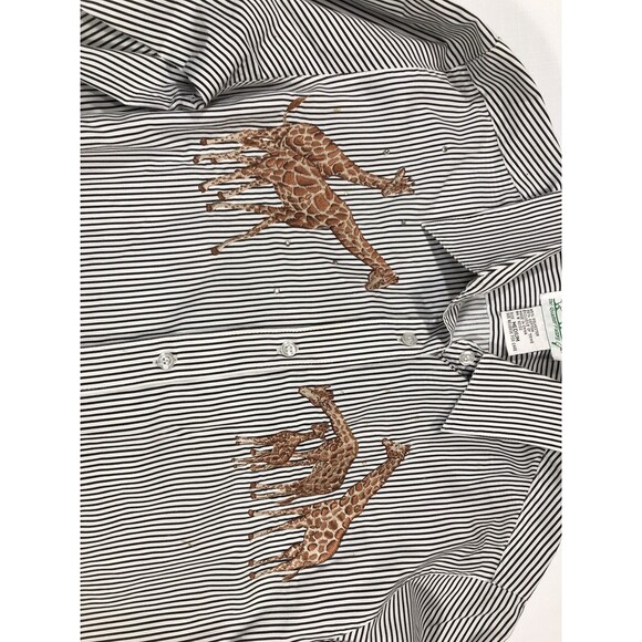 The Quacker Factory Size Medium Striped Shirt Giraffe Embroidery Rhinestones - Picture 3 of 8